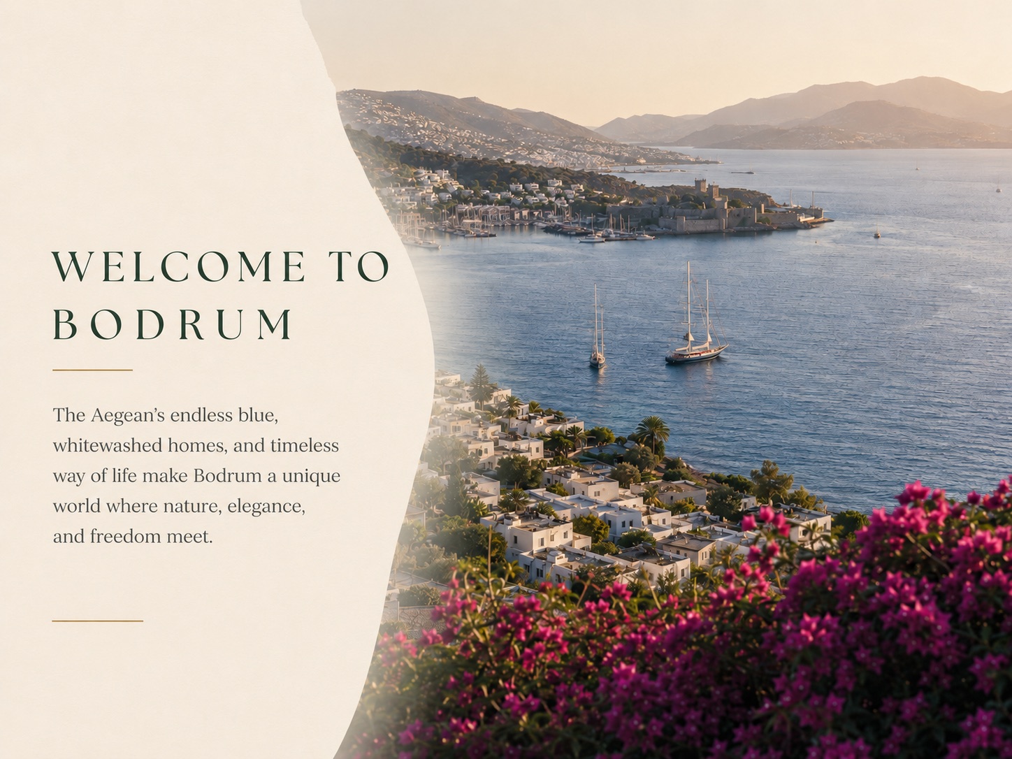 Gün batımında Bodrum koyu ve sahili