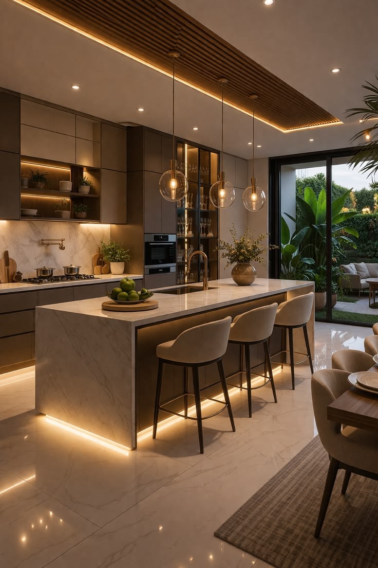 Elegant open kitchen and dining area